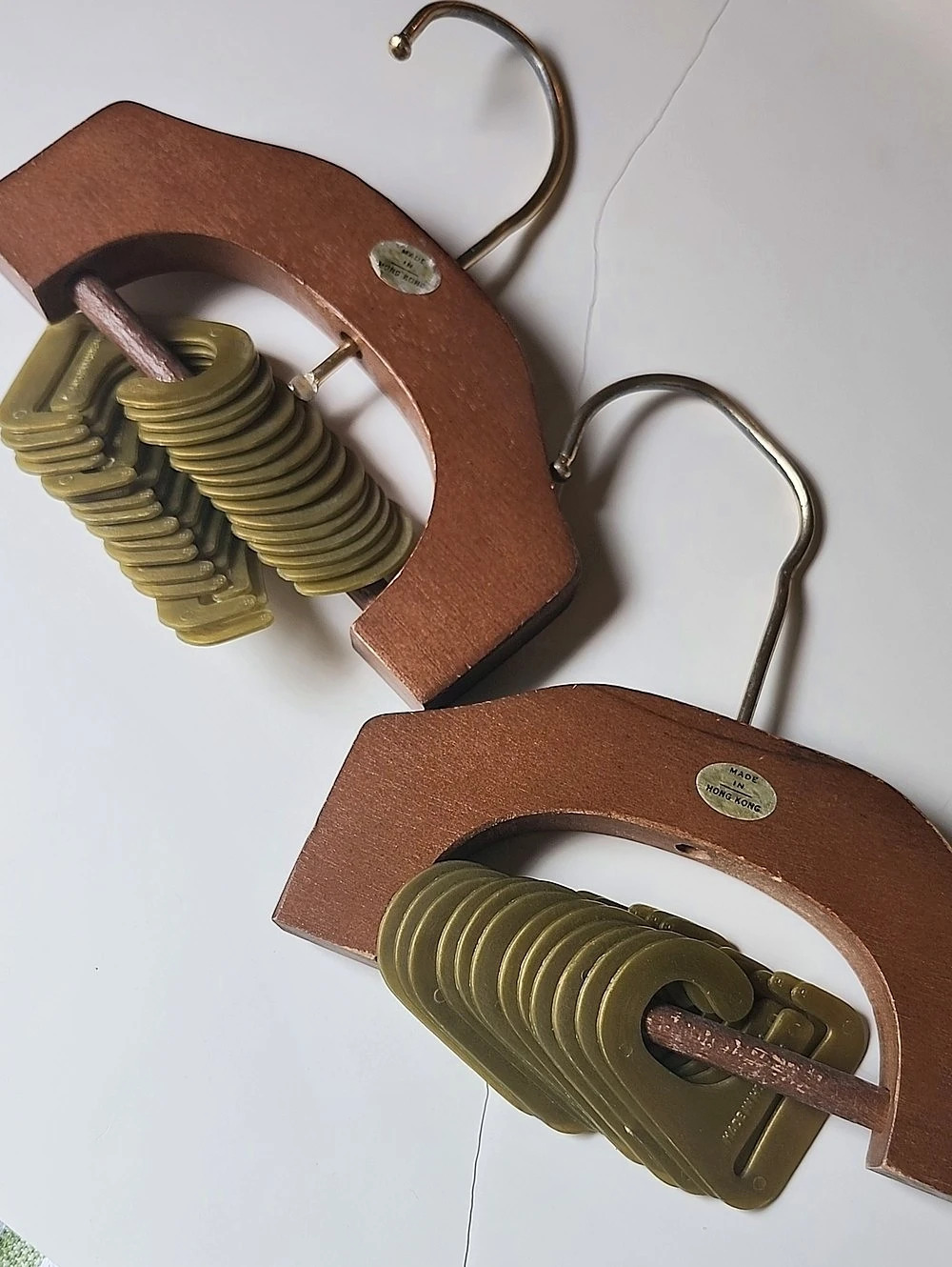 Vintage Wooden Clip Hangers Set of 2 HONG KONG
